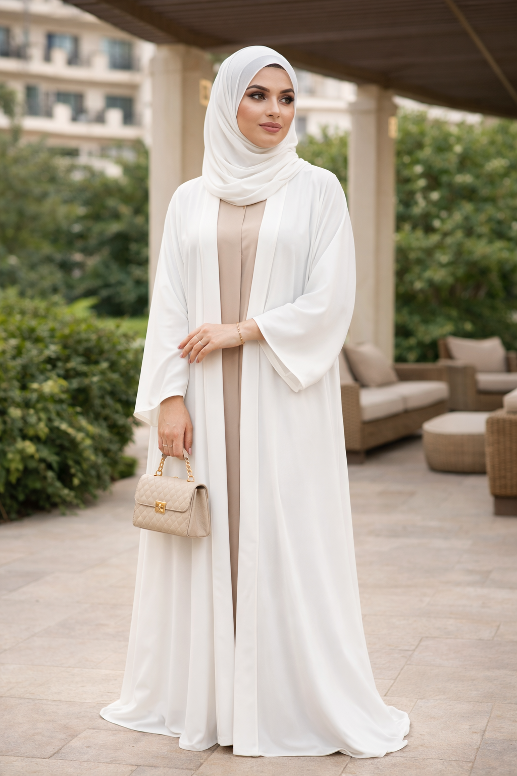 Elare Elegance White Abaya
