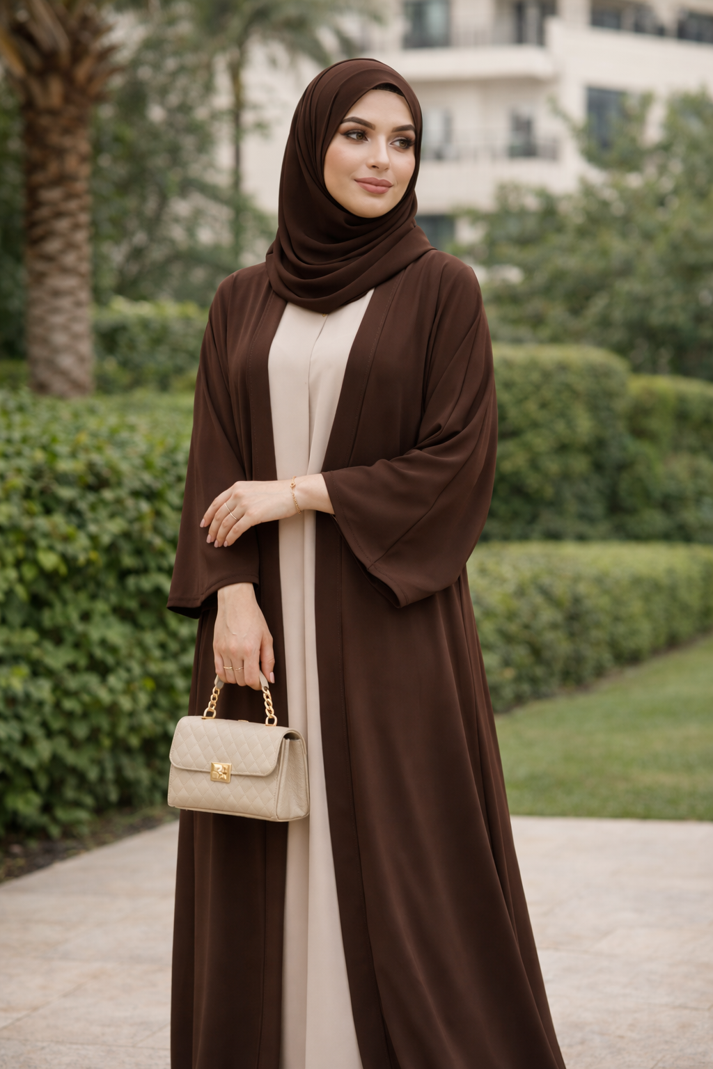 Elare Elegance Brown Abaya