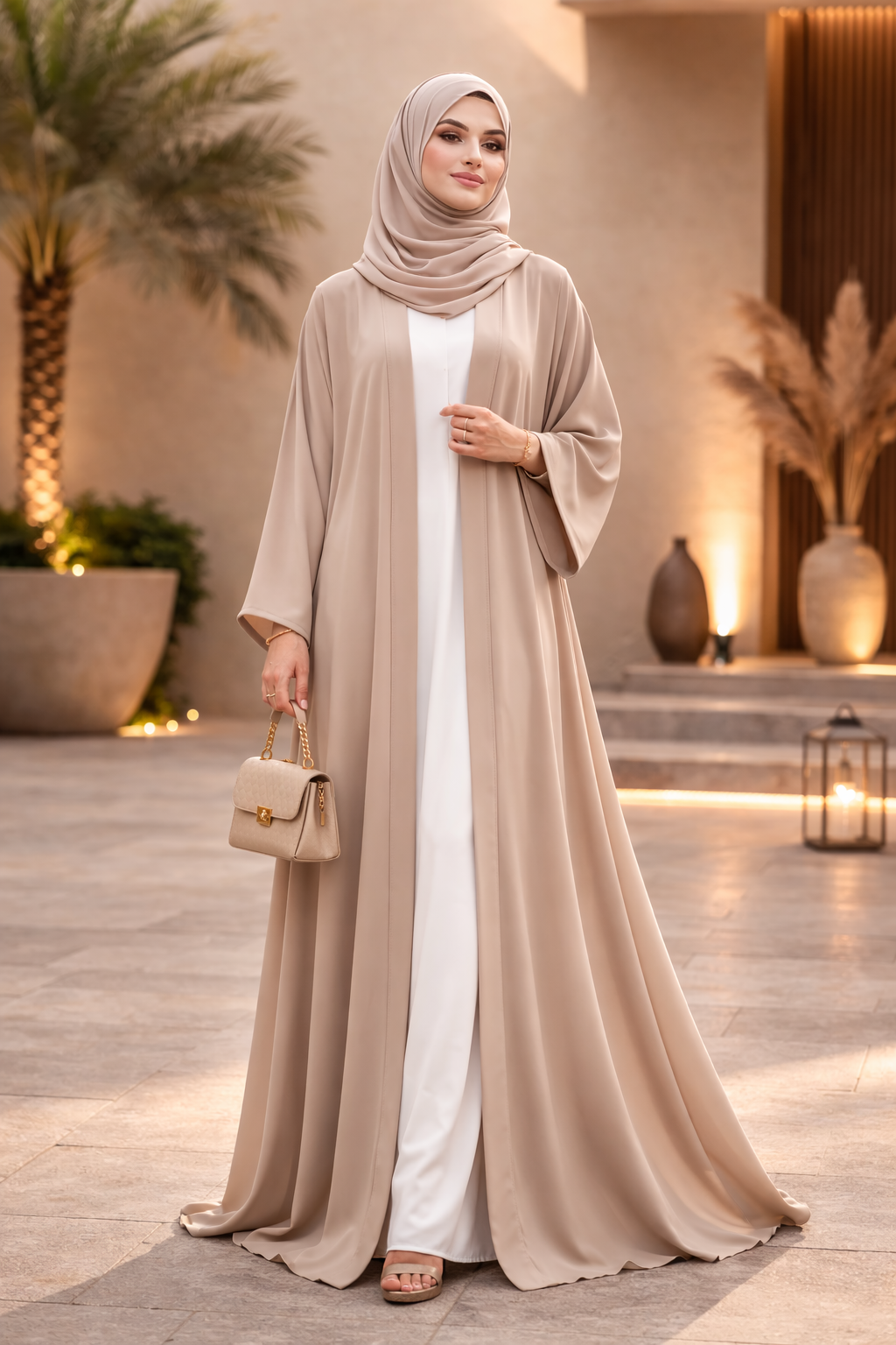 Elare Elegance Beige Abaya