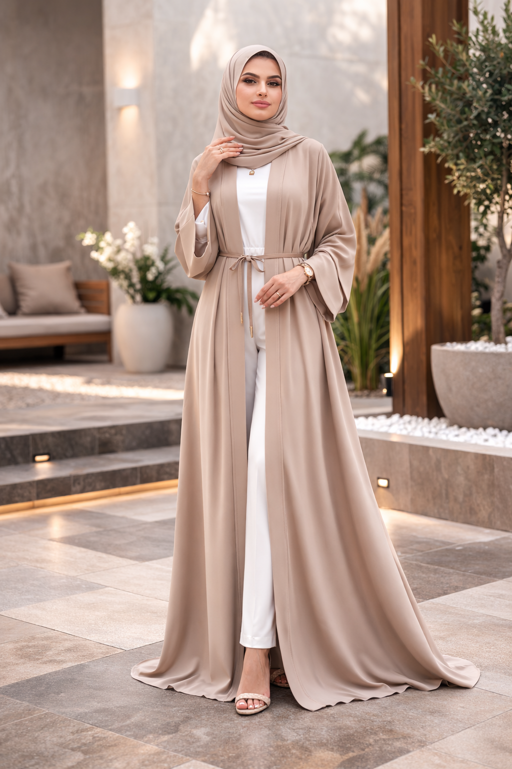 Elare Elegance Beige Abaya
